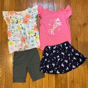 Girls Floral / Unicorn Outfit Set Bundle - Size 6